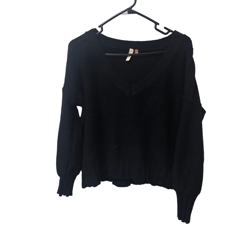 Pilcro and the‎ Letterpress Black V-Neck Textured Knit Balloon Sleeve Sweater M